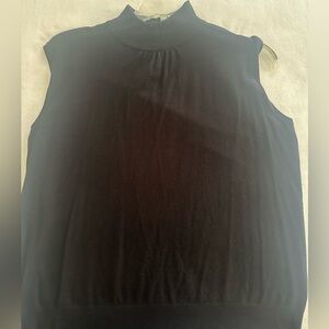 Dressbarn Black Sleeveless Mock Rouched Neck Sweater Top